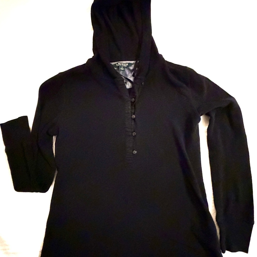 Polo by Ralph Lauren Black Hoodie with Buttons